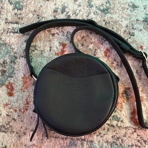 Portland Leather Black Circular Crossbody Bag